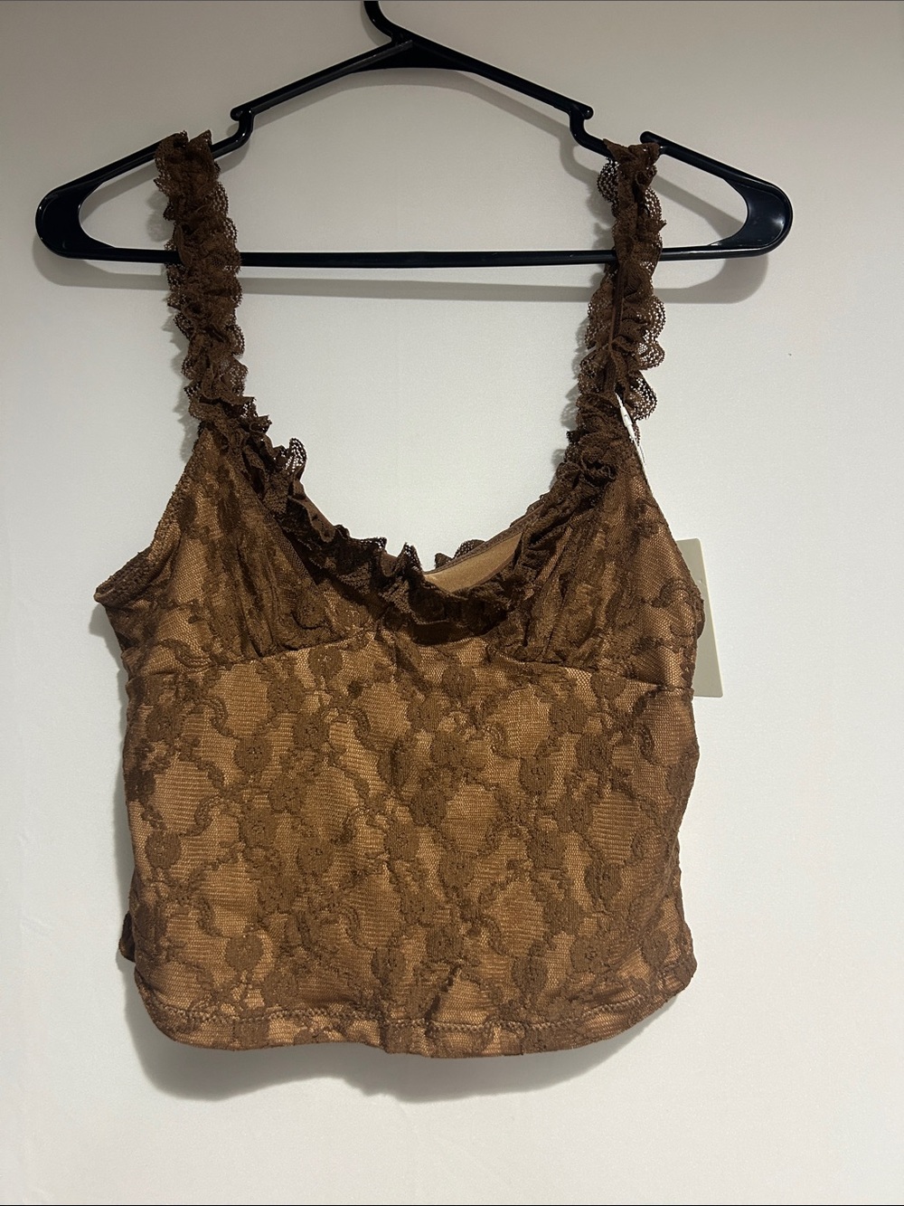 Cupshe Brown Lace Ruffle-Strap Camisole